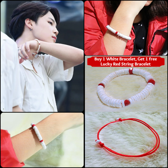 string seashell bracelet red 