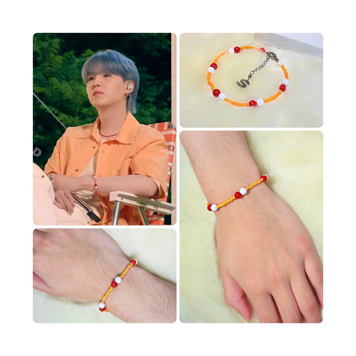 BTS Suga Inspired Orange Beaded Bracelet. BTS Merch. Beaded Bracelets –  shinestarfashion