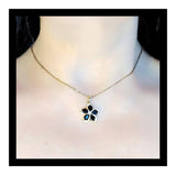 Kim Taehyung Inspired Flower Necklace: Black Cubic Zirconia, Stainless Steel