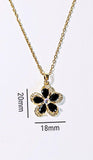 Kim Taehyung Inspired Flower Necklace: Black Cubic Zirconia, Stainless Steel