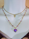 BTS Purple Heart Pendant Necklace: 18K Gold Stainless Steel, Army Gift
