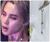 BTS Jimin Inspired Pearl Dangle Earrings: Sterling Silver, Stainless Steel
