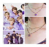 BTS Purple Heart Pendant Necklace: 18K Gold Stainless Steel, Army Gift