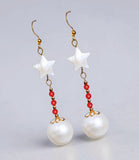 Arirang Red And white Themed Color Earrings Inspired by BTS, Freshwater Pearl Dangle Drop Earrings