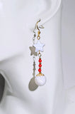 Arirang Red And white Themed Color Earrings Inspired by BTS, Freshwater Pearl Dangle Drop Earrings