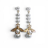 Marilyn Monroe-Inspired Pearl Bee Dangle Earrings: 18K Gold Filled