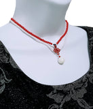 BTS-Inspired Necklace Arirang Theme Color, Freshwater Pearl Charm, Double Strand Crystal Choker