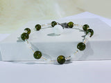 J-Hope Inspired Bracelet: Olive Green Jade & Pearl Beaded Style