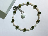 J-Hope Inspired Bracelet: Olive Green Jade & Pearl Beaded Style