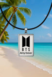 BTS Black Rope Necklace | Letter Logo Style | K-Pop Jewelry | ARMY Gift | Minimalist Inspired Earrings