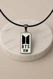 BTS Black Rope Necklace | Letter Logo Style | K-Pop Jewelry | ARMY Gift | Minimalist Inspired Earrings