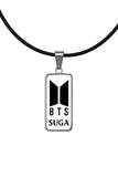 BTS Black Rope Necklace | Letter Logo Style | K-Pop Jewelry | ARMY Gift | Minimalist Inspired Earrings