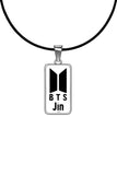 BTS Black Rope Necklace | Letter Logo Style | K-Pop Jewelry | ARMY Gift | Minimalist Inspired Earrings