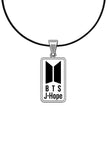 BTS Black Rope Necklace | Letter Logo Style | K-Pop Jewelry | ARMY Gift | Minimalist Inspired Earrings