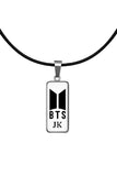 BTS Black Rope Necklace | Letter Logo Style | K-Pop Jewelry | ARMY Gift | Minimalist Inspired Earrings