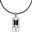 BTS Black Rope Necklace | Letter Logo Style | K-Pop Jewelry | ARMY Gift | Minimalist Inspired Earrings