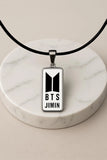 BTS Black Rope Necklace | Letter Logo Style | K-Pop Jewelry | ARMY Gift | Minimalist Inspired Earrings
