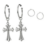 BTS Jimin Inspired Stainless Steel Cross Earrings, Gothic Dangle Earrings