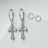 BTS Jimin Inspired Stainless Steel Cross Earrings, Gothic Dangle Earrings