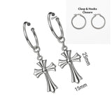 BTS Jimin Inspired Stainless Steel Cross Earrings, Gothic Dangle Earrings