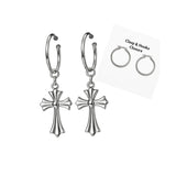 BTS Jimin Inspired Stainless Steel Cross Earrings, Gothic Dangle Earrings