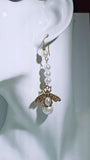 Marilyn Monroe-Inspired Pearl Bee Dangle Earrings: 18K Gold Filled