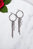 BTS Jimin Inspired Earrings: Stainless Steel Cross Dangle Hoops
