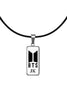 BTS Black Rope Necklace | Letter Logo Style | K-Pop Jewelry | ARMY Gift | Minimalist Inspired Earrings