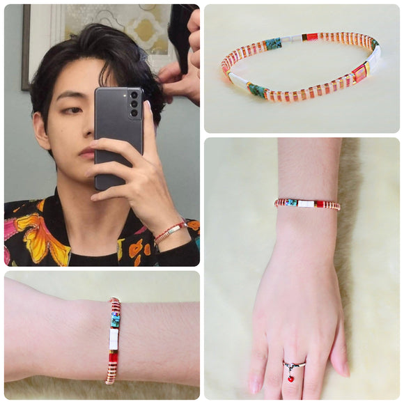 BTS V Kim Taehyung Inspired Bracelets. BTS V Red Beaded Bracelet. Red  Beaded Bracelet. BTS Army Bracelet. Trendy Bracelet. Popular Bracelet - Etsy