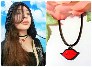Sexy Gothic, Punk, Rock & Roll, Sweet love Kisses Red Lips Necklace