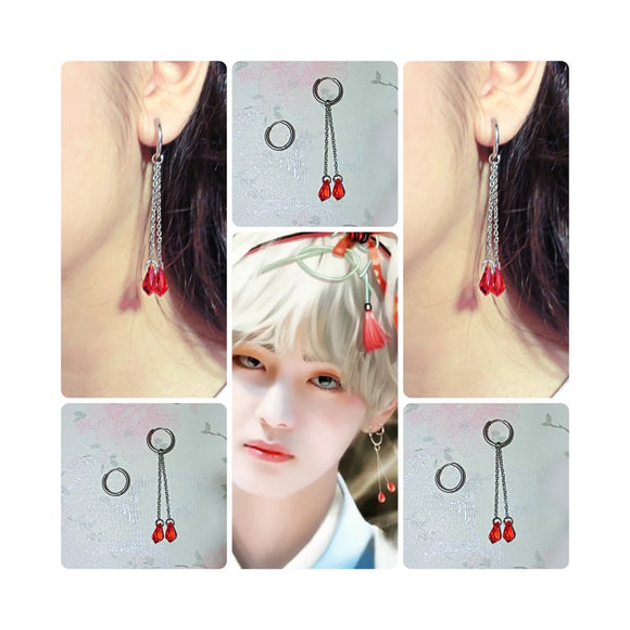 Long Silver Linear Earrings | Taehyung- BTS