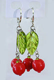 Cherry Hoop Earrings. Cherry Fruit Charm Dangle Earrings.