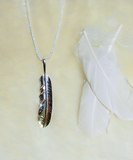 BTS Jimin Style Feather Pendant Necklace, Real 925 Sterling Silver Feather Charm Necklace