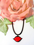 Sexy Gothic, Punk, Rock & Roll, Sweet love Kisses Red Lips Necklace