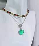 Heart Mood Necklace. Natural Jade Beaded Necklace.