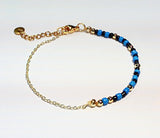 BTS Suga Inspired Beaded Gold Chain and Beaded Blue Bracelet