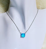 Blue Tourmaline Crystal Stone Necklace