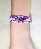 BTS I Purple U Bracelets, 3 Beaded I Purple U BTS And Army Bracelets