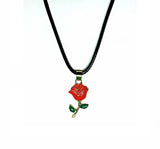 Red Rose Necklace, Rose Necklace Fashion Jewelry, Rose Pendant Necklace.