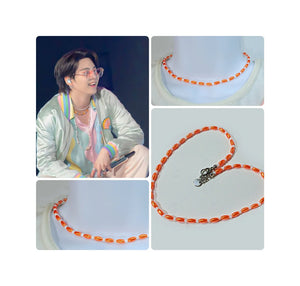 BTS Suga Inspired Orange Beaded Necklace.